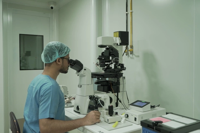 Man doing testing at Nova IVF Fertility Clinic Ranchi Lab